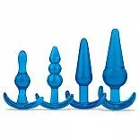 Тренировочный набор из 4 голубых анальных плагов Anal Training Set