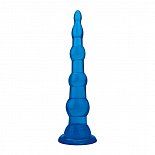 Голубая анальная елочка на присоске Anal Beads With Suction Base - 17,1 см.